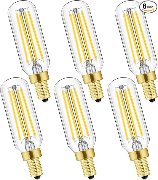 Dimmable T6 LED Bulbs, 8W E12 Edison Light Bulbs Soft White 3000K,800lm, 100W Candelabra Incandescent Bulbs Equivalent Vintage LED Filament Edison Candle Bulb with Decorative, 6Pack.