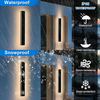 2 Pack 48 Inch Waterproof Outdoor Wall Light, 5.9 Inch Wide Linear Outdoor Garage Lighting Fixtures Long Exterior LED Wall Light for Porch Garage Patio, 3000K-6000K 5CCT