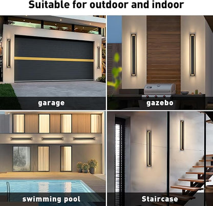 39.4 in Long Outdoor LED Wall Lights Exterior Lighting Fixtures, Modern Exterior Garage Wall Light,Outside Light Fixtures for House,Patio,Front Porch,36W Black Outdoor Wall Sconce 3000K