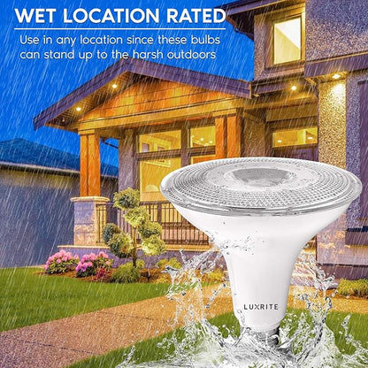 LUXRITE 12 Pack PAR38 LED Outdoor Flood Light Bulbs, 120W Equivalent, 1250 Lumens, 2700K Warm White, 15W Dimmable, Indoor Outdoor Spotlight Bulb, Wet Rated, E26 Standard Base, UL Listed