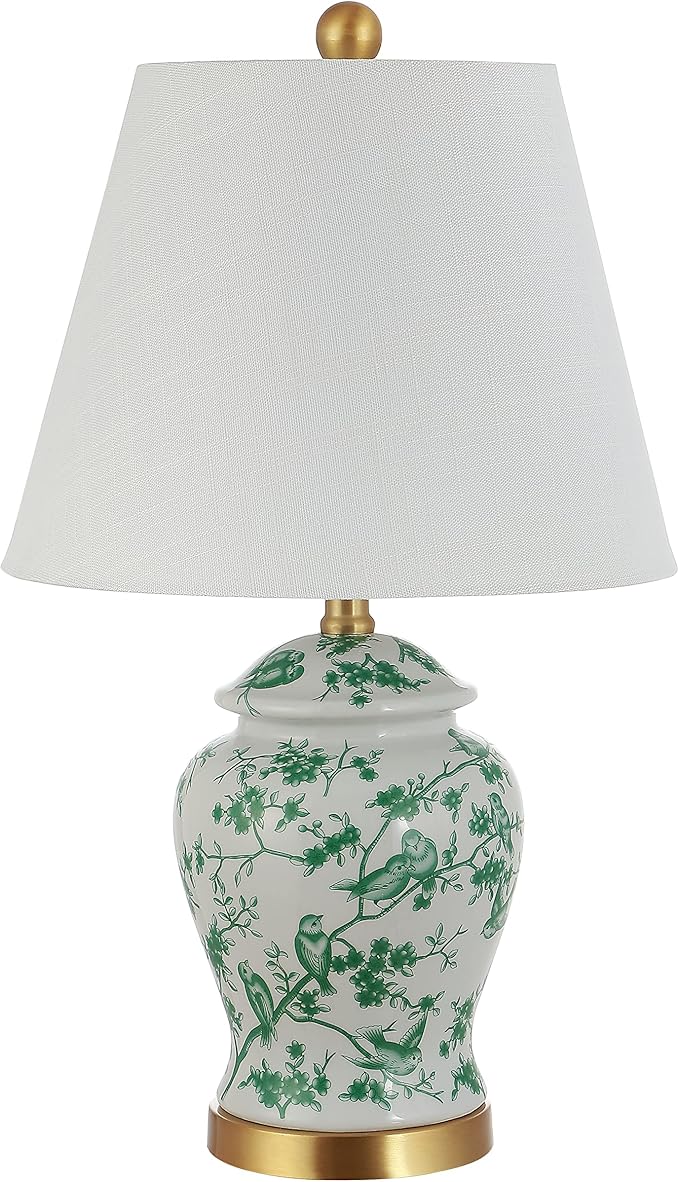 JONATHAN Y JYL3005B Penelope 22" Chinoiserie Classic LED Table Lamp Cottage Traditional Bedside Desk Nightstand for Bedroom Living Room Office College Bookcase LED Bulb Included, Green/White