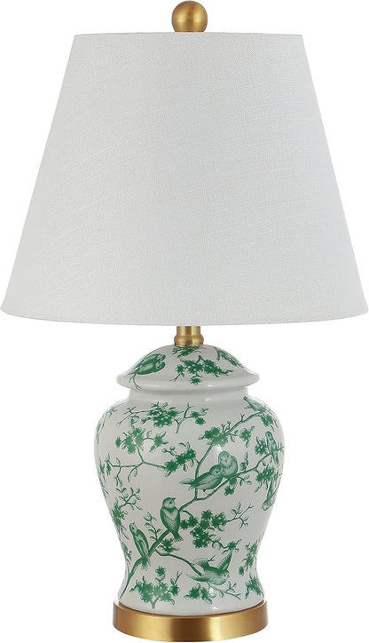 JONATHAN Y JYL3005B Penelope 22" Chinoiserie Classic LED Table Lamp Cottage Traditional Bedside Desk Nightstand for Bedroom Living Room Office College Bookcase LED Bulb Included, Green/White
