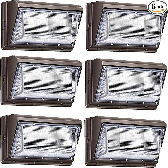 ledmo 120W LED Wall Pack Light Outdoor 6 Pack Exterior Commercial Lighting Fixture Waterproof Wall Mount for Parking Barn Warehouse Shop