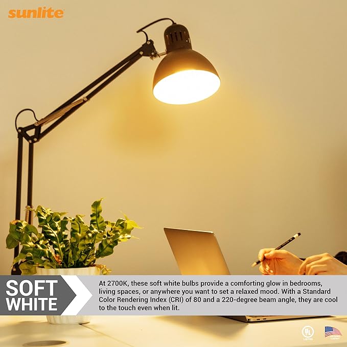 Sunlite LED A21 Light Bulb, 18 Watts (150W Equivalent), 2600 Lumens, 120V, Dimmable, Medium E26 Base, 220 Degree Beam Angle, UL Listed, RoHS Compliant, 2700K Soft White, 6 Pack