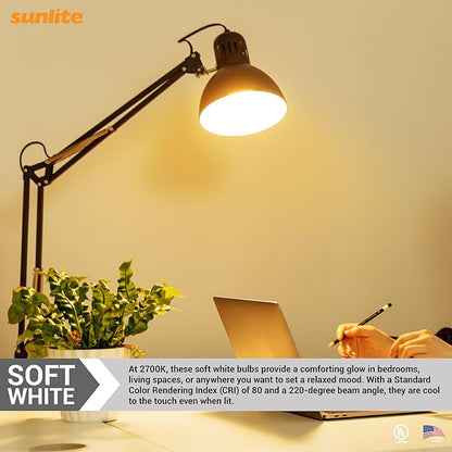 Sunlite LED A21 Light Bulb, 18 Watts (150W Equivalent), 2600 Lumens, 120V, Dimmable, Medium E26 Base, 220 Degree Beam Angle, UL Listed, RoHS Compliant, 2700K Soft White, 6 Pack