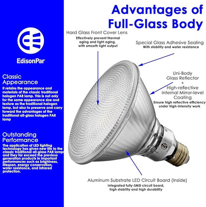 PAR38 Full Glass Commercial Grade LED Light Bulb, 14W=120W Equivalent 1550 Lumens 20000 Hours Classic Flood Light Bulbs, Dimmable Daylight 5000K Flood Light 100Degree Beam Angle, 6-Pack