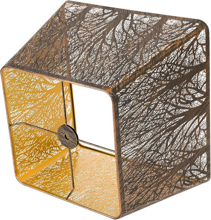 Square Fillet Metal Lampshade Forest Pattern 9" Top X 12" Bottom X 8.8" High Vintage Bronze Fits For Table Lamps Floor Lamps Replacement For Home Decor large lampshade