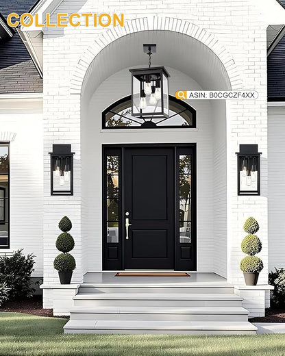 TODOLUZ 2-Pack Large Outdoor Wall Light Fixtures, Black 3-Light Waterproof Exterior Wall Mounted Sconce Lighting for Garage Porch Patio, E26 Bulb Base