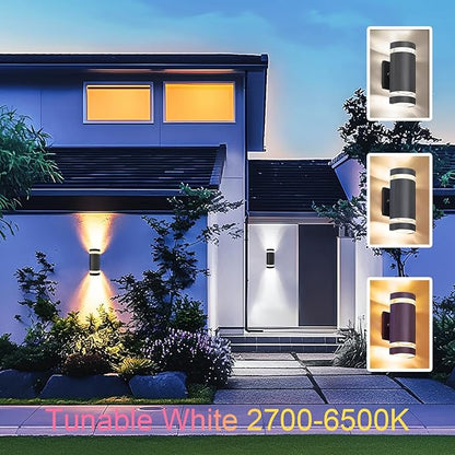 Up and Down Outdoor Wall Lights- Outdoor Lighting Fixtures,RGB Color Changing, App & Voice Control, ETL Listed, Front Door Light Fixture 6500K, Smart Exterior Lights for House, Porch, Garage