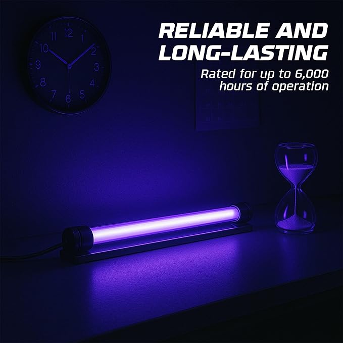 OHLECTRIC F4T5/BL Linear Fluorescent Tube 6-Inch (6-Pack) T5 4W Straight Black Light Linear Bulbs, High Output Glow Effect Party Bulb, G5 Base