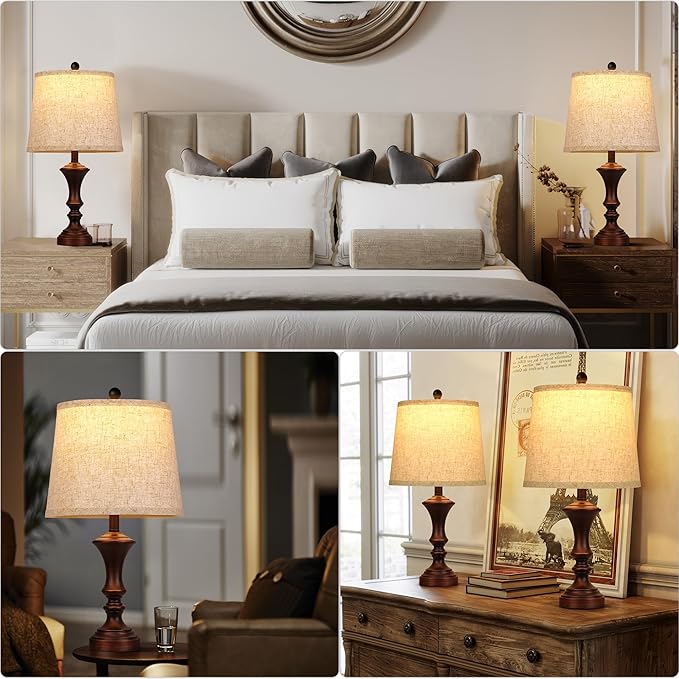 ROTTOGOON Retro Table Lamps Set of 2 Nightstand Lamp for Bedroom Vintage Rustic Table Lamps for Living Room Traditional Nightstand Bedside Lamps Bulb NOT Included