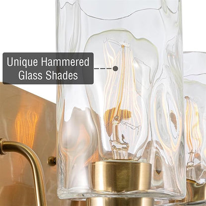 Kira Home Armada II 7" Glass Shades, Clear Hammered Replacement Glass, 1-5/8" Fitter Opening for Threaded Medium Base Socket, 7" x 4", 3-Pack
