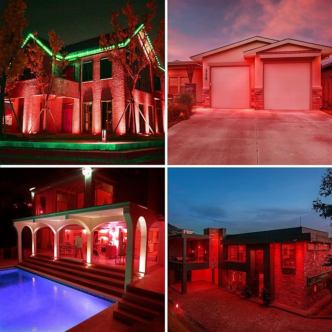 PAR38 Flood Lights Outdoor,Dimmable LED Flood Light Bulbs,20W(Equivalent to 200W),E26 Base,Outdoor Porch,Holiday Lighting,LED Flood Light Bulb for Halloween,Christmas,4 Pack Red