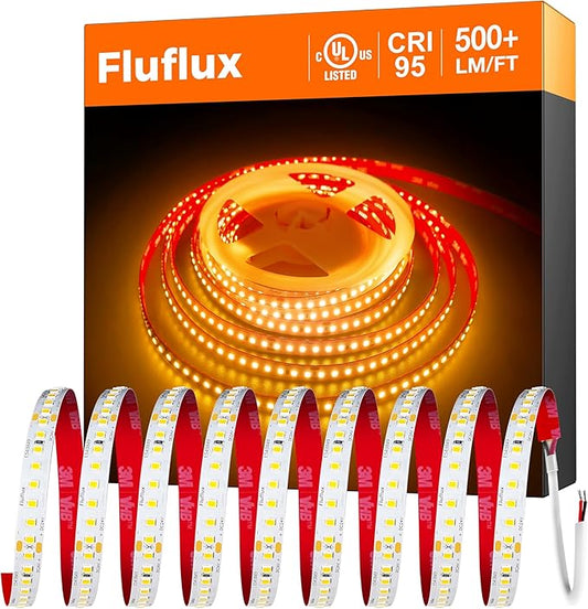 24V 2835 LED Strip Lights 2700K, 500+LM/FT, 16.4FT, UL Listed, CRI95, High Density 160LEDs/m Tape Light, Cuttable, Dimmable, VHB Equipped, for Pros, Hallways, Lounges, Stages (NO Power Supply)