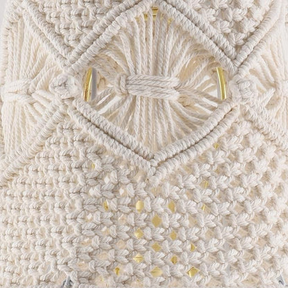 Boho woven Lamp shade Medium White Ivory Lampshade 7.5``Top x 12``Bottom x 11``High(Spider) Handmade Lamp shade for Table Lamp & Bedside Lamp - Replacement Tassel Lampshade