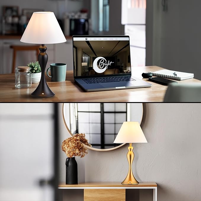 O'Bright Ember Cordless Table Lamp – Rechargeable, Touch Dimmable, Battery Operated, E26 LED Bulb, Type-C Fast Charging, Portable Lamp for Bedroom, Living Room, Office, Black