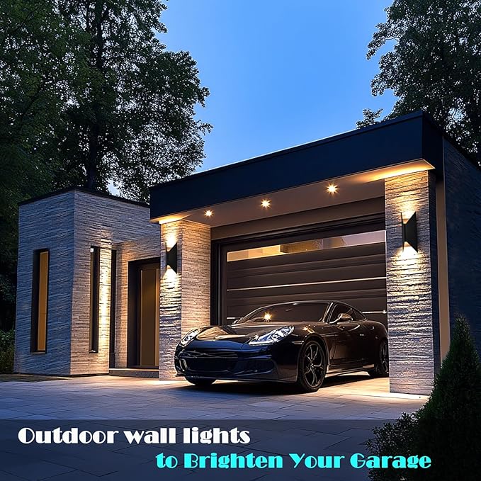 LED Up and Down Lights Outdoor Wall Lights, 5-Color Temperature Waterproof Modern Exterior Lighting Fixtures, 14 Inch Aluminum Outdoor Wall Sconce, 2 Pack Dimmable Front Porch Light