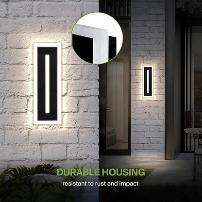 ASD LED 18" Long Wall Mount Light Fixture, Outdoor & Indoor Linear Sconce | 3CCT, Dimmable, Waterproof, Anti-Rust, ETL Listed | 18W 1180LM 3000-5000K 100-277V | Exterior Porch Lighting | Black