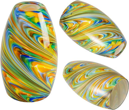 Glass Pendant Lamp Shade 4.72" Colorful Art Glass Chandeliers Cover 1-Pack Mini Oval Light Shade Replacement Shade Only Light Fixtures for Kitchen Island Dining Room,Foyer,Hallway