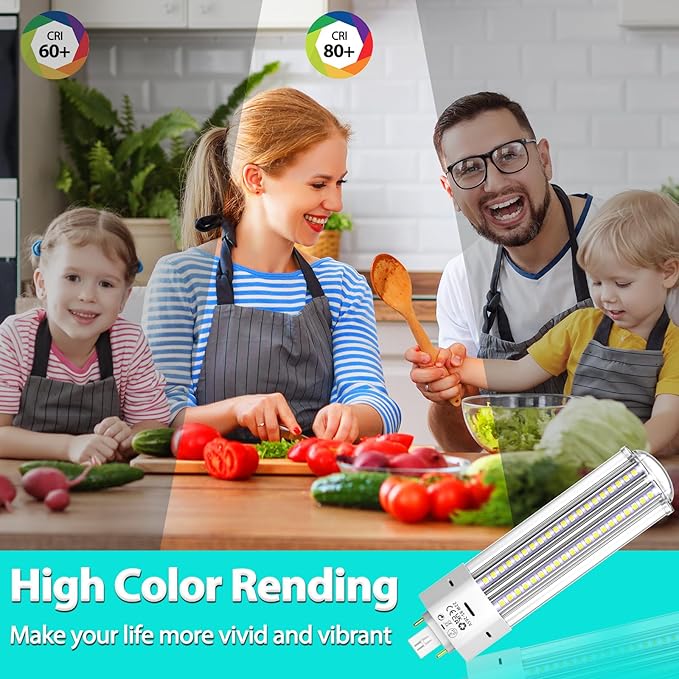 GX24QG24Q LED 4-Pin Base Light Bulb 22W (42W CFLCompact Fluorescent Lamp Equivalent) GX24 LED PL-C Recessed Lamp, RemoveBypass The Ballast, 6000K, 2-Pack, 22 Watts, 2 Pack, Daylight