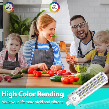 GX24QG24Q LED 4-Pin Base Light Bulb 22W (42W CFLCompact Fluorescent Lamp Equivalent) GX24 LED PL-C Recessed Lamp, RemoveBypass The Ballast, 6000K, 2-Pack, 22 Watts, 2 Pack, Daylight