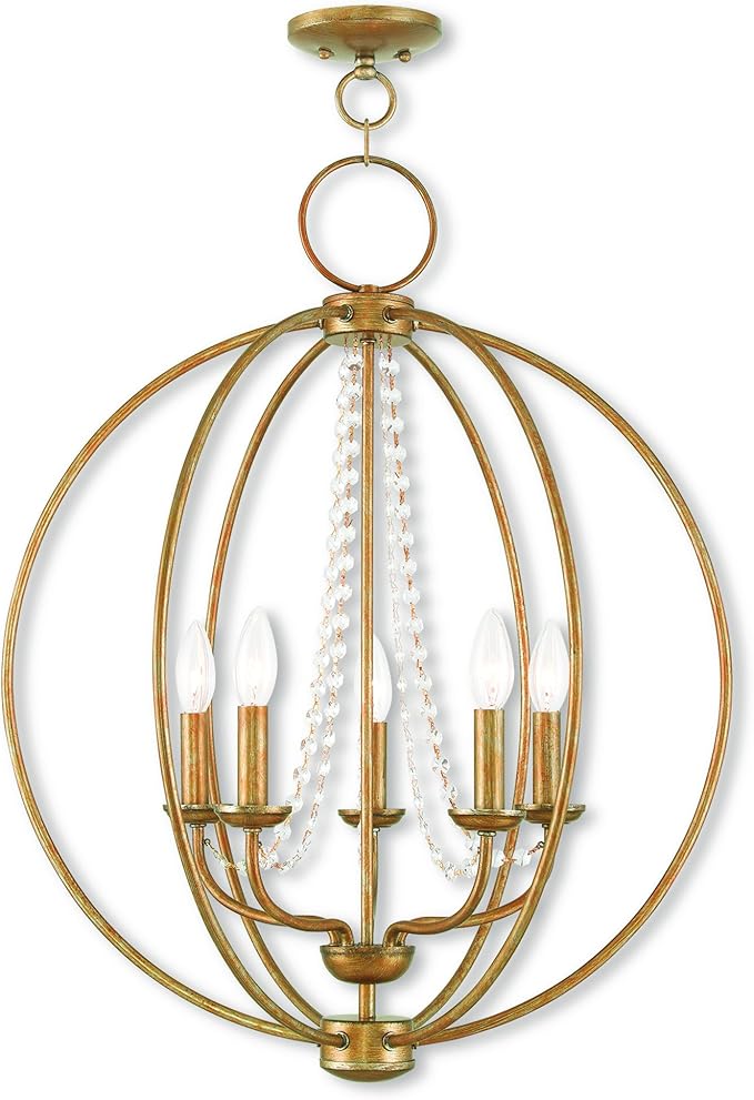 Livex Lighting 40915-48 Arabella 5 Light Antique Gold Leaf Chandelier