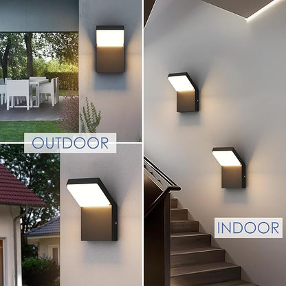 Aipsun Outdoor Wall Sconce Modern LED Porch Wall Lights Black Exterior Lighting Fixtures IP65 Outdoor Wall Mount Sconces Light 3000K Warm Light (2 Pack)