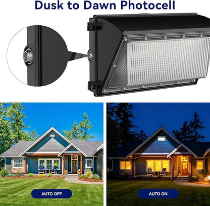 LED Wall Pack Light 120W, 18000LM 5000K Daylight, Outdoor Lighting with Dusk-to-Dawn Photocell, LED Wall Pack for Parking Lot, Warehouse, Yard, ETL Listed (120W - 1PACK)