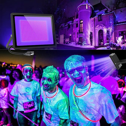 Black Lights 500W LED Black Lights Flood Light with Plug(6ft Cable) for Blacklight Party, Body Paint, Aquarium,Fluorescent Poster, Stage Lighting, Neon Glow in The Dark Night - 2 Pack