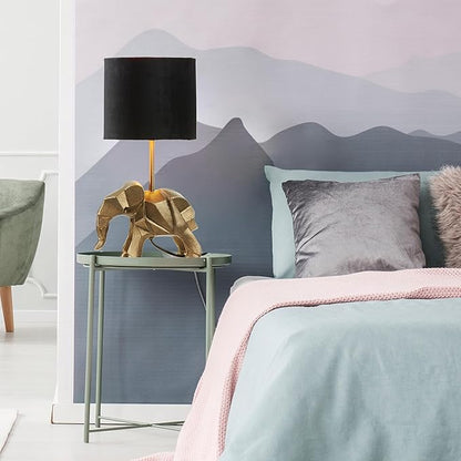 River of Goods 15.5'' H Black Drum Shade with Novelty Elephant Base Table Lamp
