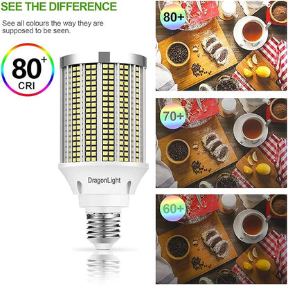 DragonLight 50W Super Bright LED Corn Light Bulbs (400 Watt Equivalent) - E26 Base LED Lamp 6000K Daylight 6,000 Lumens for Large Area Lighting, Pack of 2