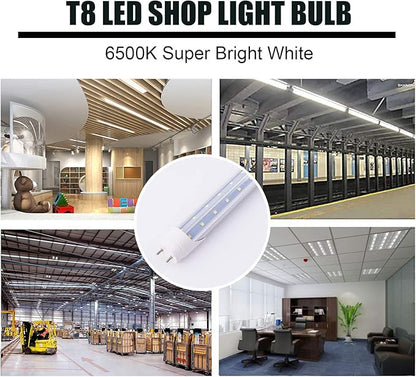 6 Pack T8 LED Tube Light Bulb 5FT 48W 6000K Cool White G13 Bi-Pin with Bright Dual Row LEDs T8 T10 T12 Fluorescent Light Bulbs Replacement 5 Foot Shop Lights