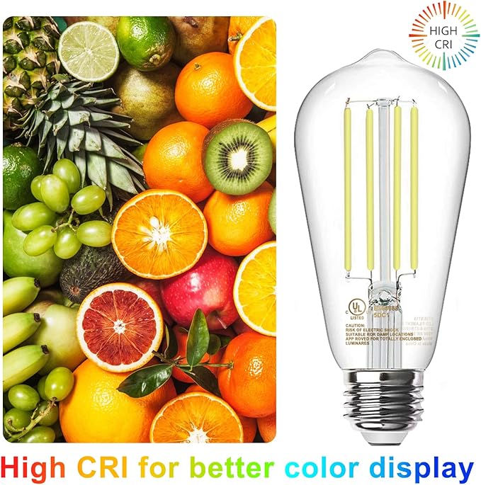 TJOY 10 Pack E26 Base Vintage LED Edison Light Bulbs, 60W Equivalent Dimmable, 5000K Natural White, 8W ST58 LED Filament Bulbs, 800Lumens, CRI80+, Antique Glass Style for Home, Bedroom, Farmhouse