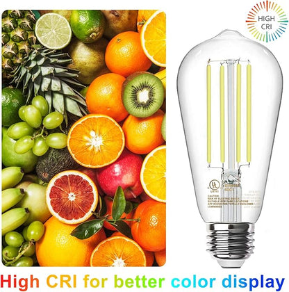 TJOY 10 Pack E26 Base Vintage LED Edison Light Bulbs, 60W Equivalent Dimmable, 5000K Natural White, 8W ST58 LED Filament Bulbs, 800Lumens, CRI80+, Antique Glass Style for Home, Bedroom, Farmhouse