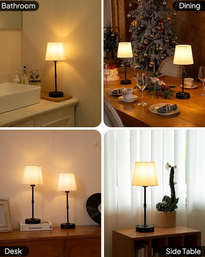 EppieBasic Cordless Table Lamp Rechargeable: Fast Charging & Long Lasting - 2700K Warm Light Vintage Brass Lamps - Dinning Living Room Bedroom - Black