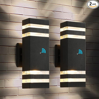tewei Dusk to Dawn Outdoor Wall Lights Fixture, Up and Down Porch Lights Outdoor Wall Black Modern Exterior Lights, IP65 Warm White 3000K Waterproof LED Wall Sconce for House Garage, 2 Pack