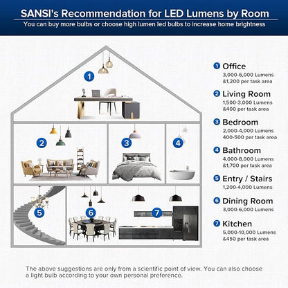 SANSI 250W Equivalent LED Light Bulb, 4000 Lumens E26 LED Bulb with Ceramic Technology, A19 5000K Daylight Light Bulb Non-Dimmable, 22-Year Lifetime, 25W Power Energy Saving for Home Office