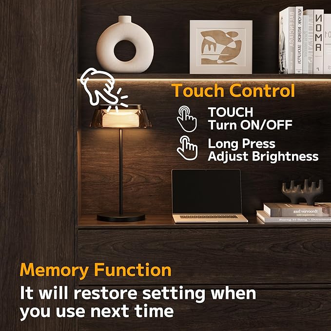 Table Lamp Set of 2 Rechargeable Cordless Desk Lamp 5500mAh Battery Operated Waterproof Portable USBC LED Nightstand Lamp 3 Color Dimmable Touch Night Light for Bedroom Restaurant Party Outdoor