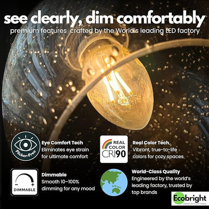 EcoBright Dimmable LED Candelabra Light Bulbs, B11 Chandelier Bulbs 60W Equivalent E12 Base, 2700K Warm White, CRI90, High Color Accuracy, Flicker Free, ETL and FCC Certified 4 Pack