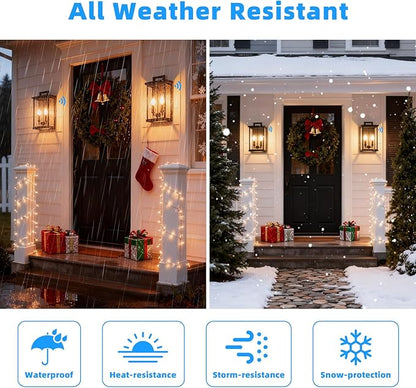 Dusk to Dawn Black Outdoor Light Fixture Wall Mount,Medium Patio Wall Light Fixture,Modern Front Porch Light,Outdoor Exterior Wall Lantern Sconce for House,Garage,Hallway,Waterproof,2 Packs