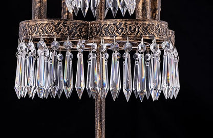 TOCHIC 26" Crystal Table Lamp for Living Room, 4 Lights Bedside Table Lamp Desk Lamps for Bedroom, Antique Bronze Night Stands Lamps for Foyer, Entryway, Staircase, Home Office, Kids Room