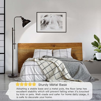 PARTPHONER Industrial Floor Lamp Adjustable, Rustic Farmhouse Reading Lamp in Aged Black Finish, Modern Standing Lamp with Remote Control Metal Shade for Living Room Bedroom Study Room Office Hotel