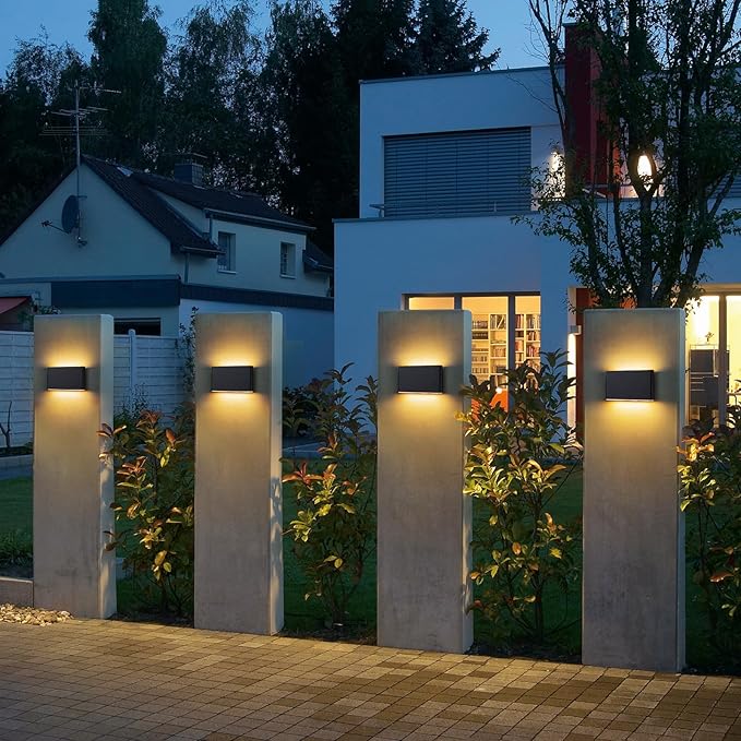 Modern Outdoor Wall Sconce Black LED Outdoor Wall Light Fixtures 5.5" Up and Down Exterior Lighting Fixtures for House Porch Front Door Garage Yard Patio