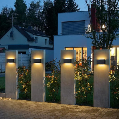 Modern Outdoor Wall Sconce Black LED Outdoor Wall Light Fixtures 5.5" Up and Down Exterior Lighting Fixtures for House Porch Front Door Garage Yard Patio