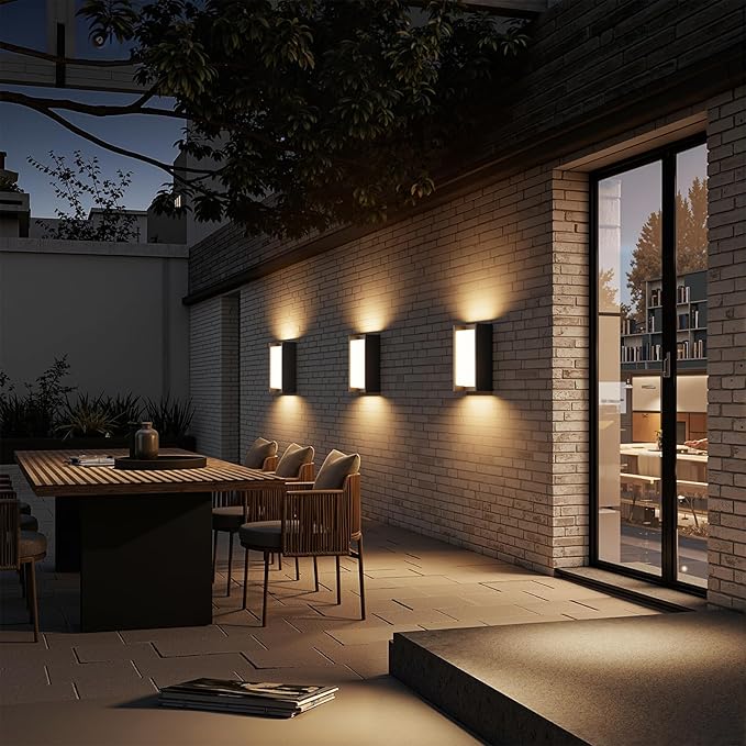 2 Pack Modern Outdoor Wall Light 3000K Exterior Wall Sconce IP65 Waterproof Aluminum Exterior Lighting Fixture for Hose Garage Porch