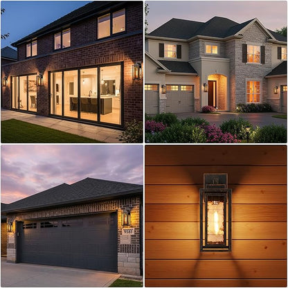 Water Ripple Exterior Porch Light Fixture, 2 Pack Outdoor Wall Lantern Black Gold, Wall Mount Lamp, Waterproof Exterior Lighting Fixtures, Outside Garage Sconce Lighting, for Doorway Outdoor Indoor