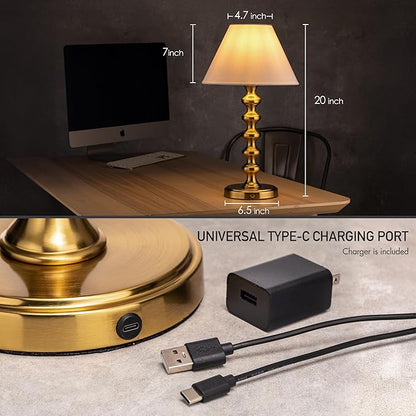 O'Bright Ember Rechargeable Table Lamp (Antique Brass_Baluster)