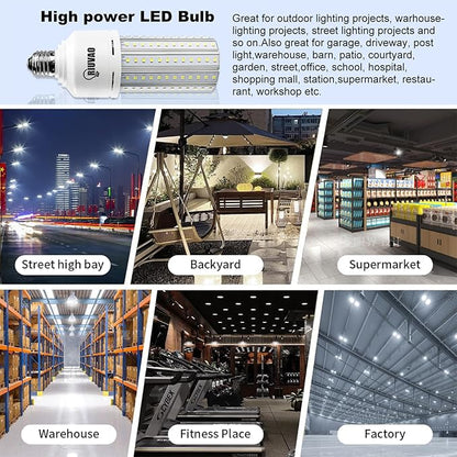 2 Pack Corn Cob LED Light Bulb 600W Equivalent, 60W LED Corn Bulb 7500 Lumen 5000K Large Area Cool Daylight White E26/E27 Medium Base for Garage Backyard Bedroom Warehouse Factory Workshop Street