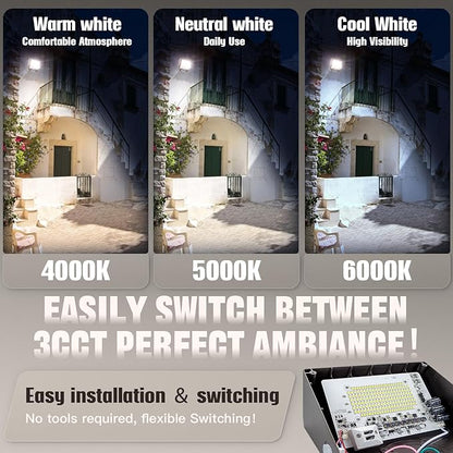 LED Wall Pack Light 75/65/50W with Dusk-to-Dawn Sensor, 11250 LM 6000/5000/4000K LED Security Flood Lighting, 120V Outdoor Wall Lights for Parking Lots|Warehouses|Factories|Yard, 2 Pack