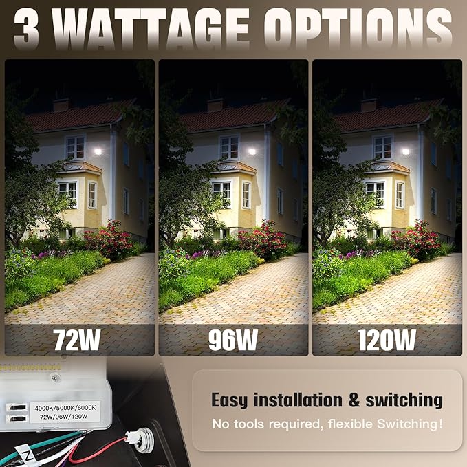 Dimmable 120W/96W/72W LED Wall Pack Light with Dusk to Dawn Photocell,18000LM 1000W HPS/HID Equiv.,6000K/5000K/4000K Daylight Outdoor Security Lighting,Commercial Wall Mount Lights for Warehouse,Yard